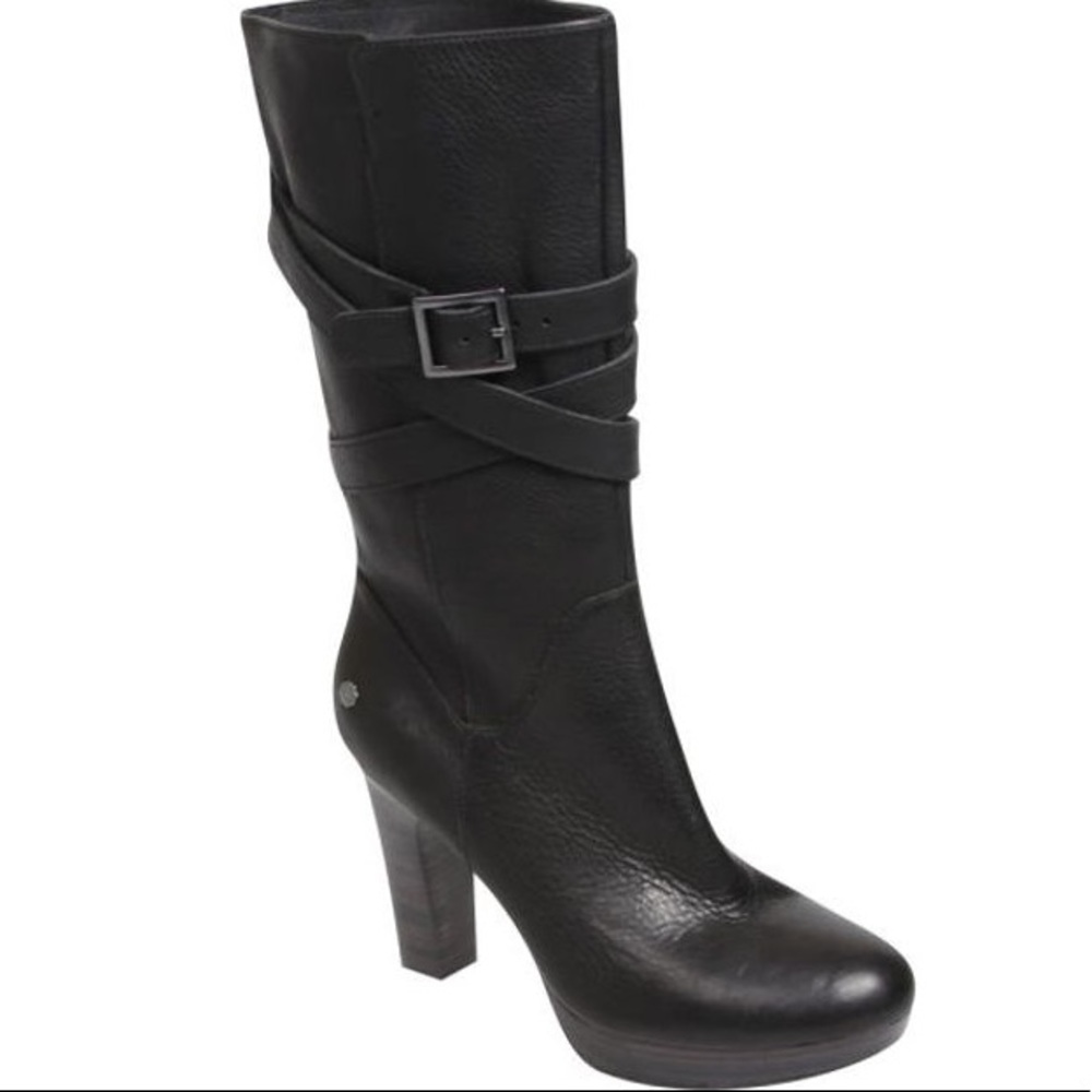 UGG Jardin Black Leather Heeled Boots